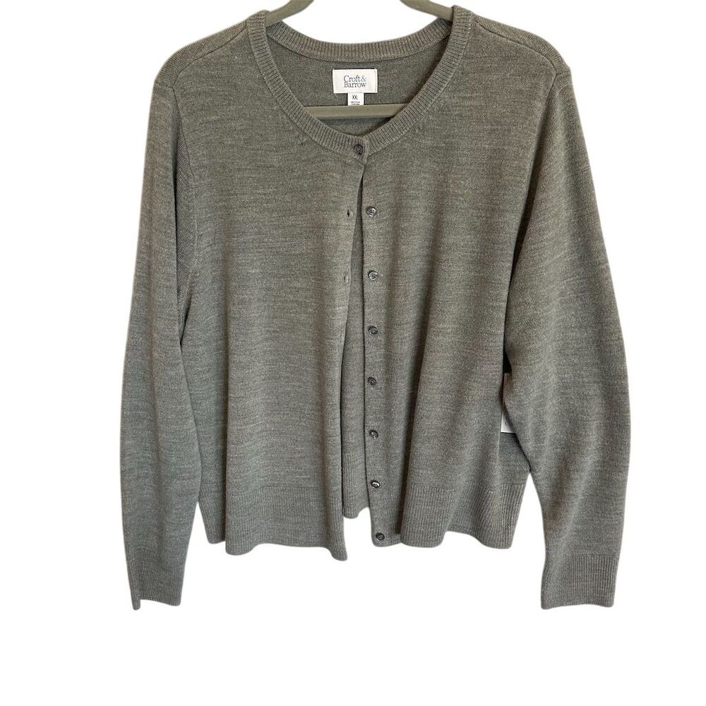 Croft & Barrow‎ Women's 2XL Gray Button-Up Cardigan Sweater